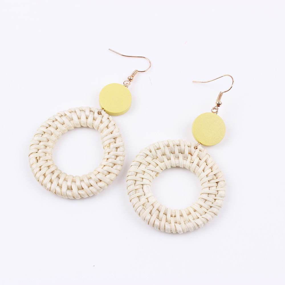 Fashion Yellow+white Round Shape Decorated Earrings,Drop Earrings
