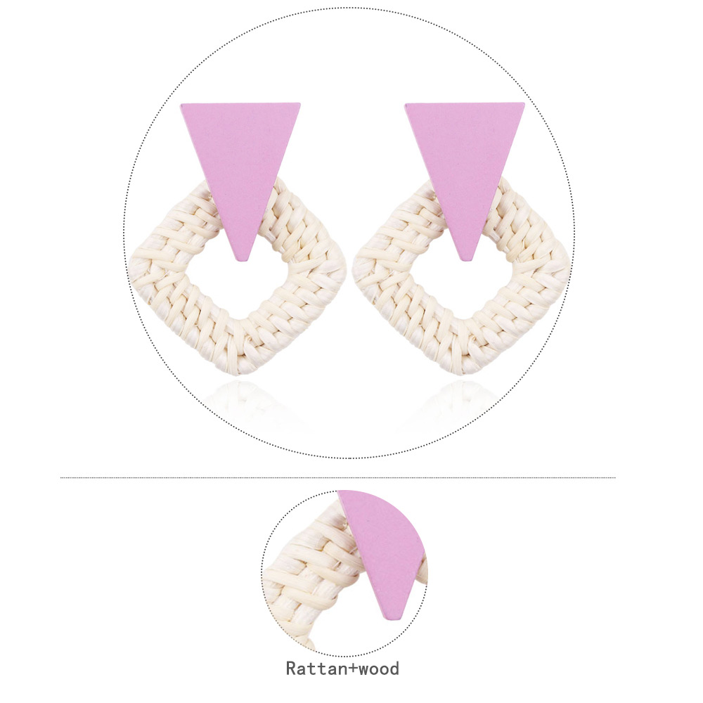 Fashion Pink Triangle Shape Decorated Earrings,Drop Earrings