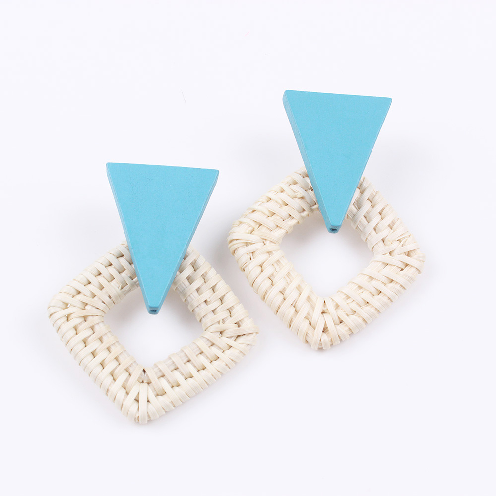 Fashion Blue Triangle Shape Decorated Earrings,Drop Earrings