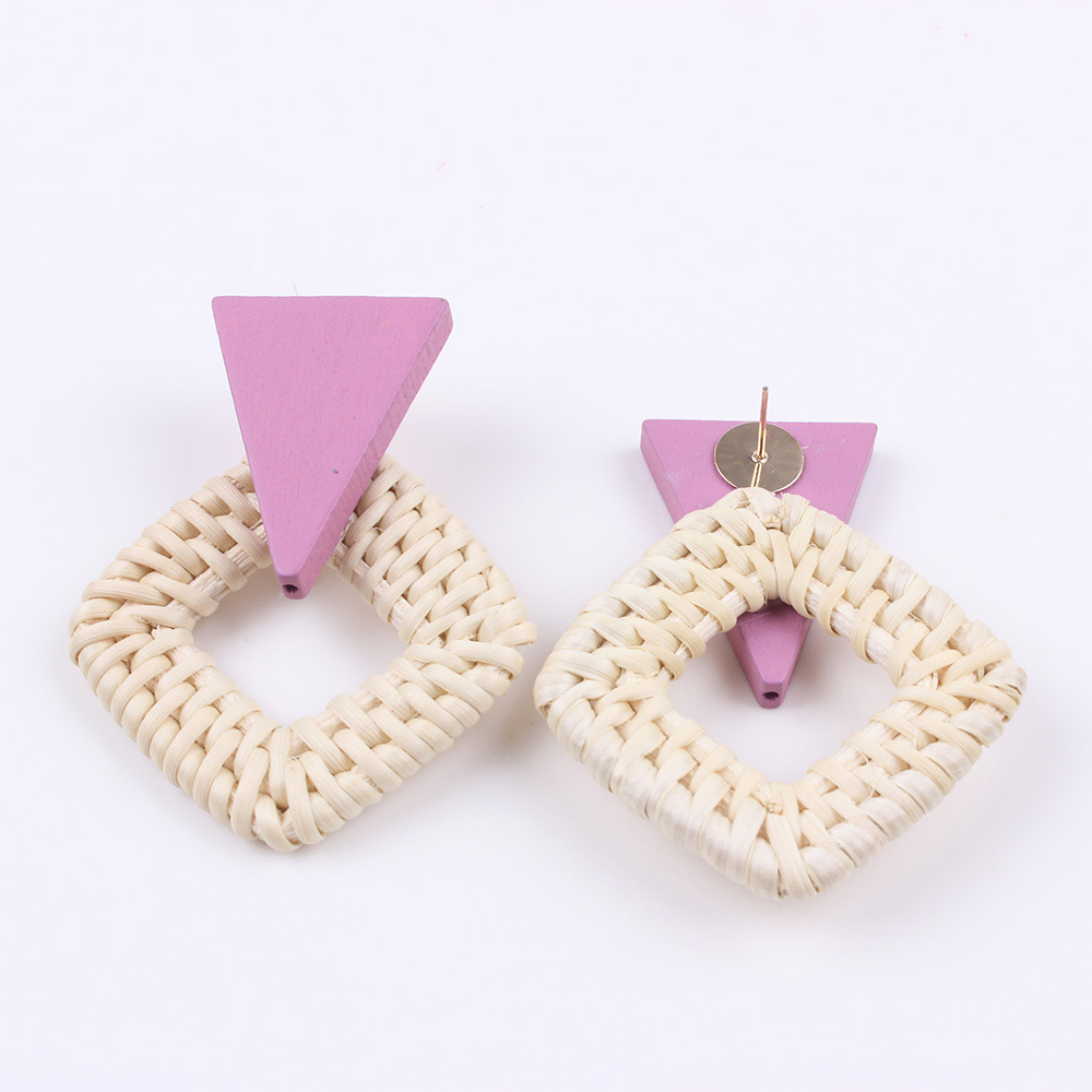 Fashion Pink Triangle Shape Decorated Earrings,Drop Earrings