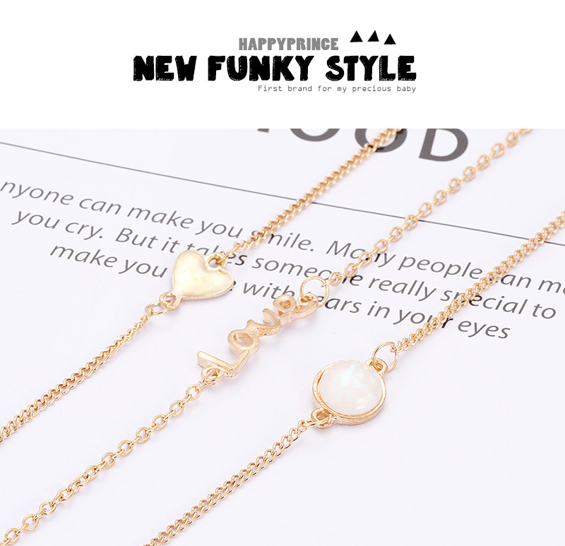 Fashion Gold Color Letter Shape Decorated Bracelet (5pcs),Fashion Bracelets