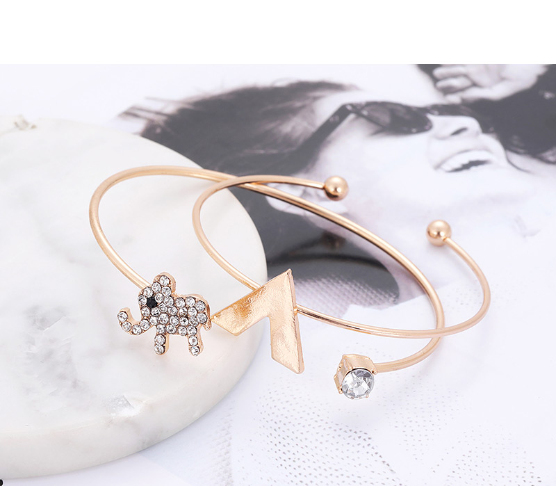 Fashion Gold Color Elephant&cat Shape Decorated Bracelet (4 Pcs ),Fashion Bangles