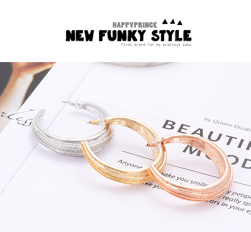 Fashion Silver Color Circular Ring Shape Decorated Earrings,Hoop Earrings