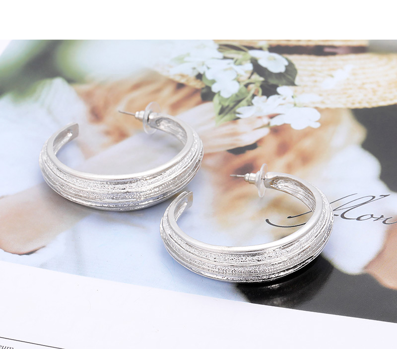 Fashion Silver Color Circular Ring Shape Decorated Earrings,Hoop Earrings