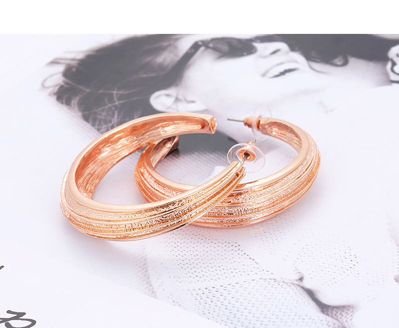 Fashion Rose Gold Circular Ring Shape Decorated Earrings,Hoop Earrings