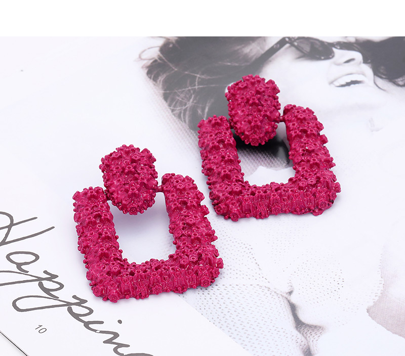 Fashion Plum Red Square Shape Decorated Earrings,Drop Earrings