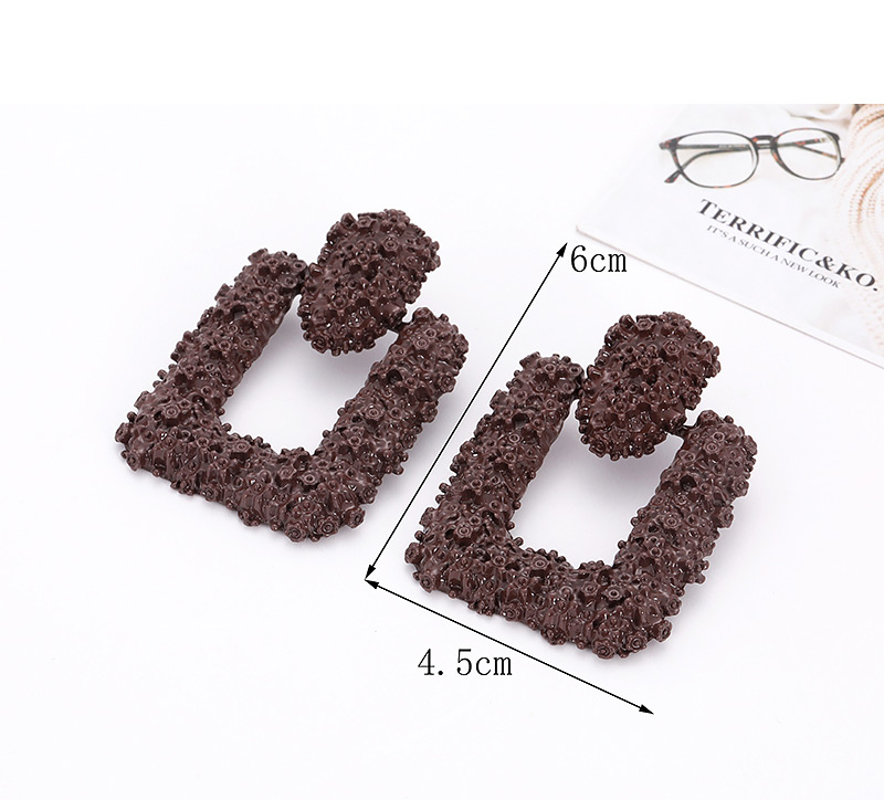 Fashion Brown Square Shape Decorated Earrings,Drop Earrings