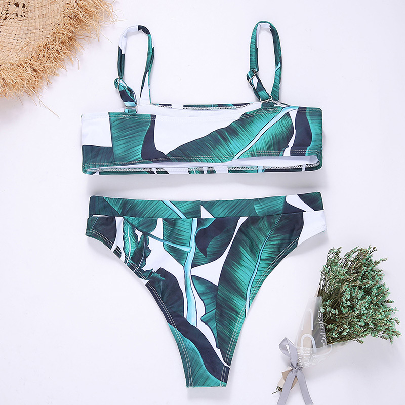 Fashion Green Leaf Pattern Decorated Bikini,Bikini Sets