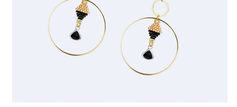 Fashion Gold Color+black Circular Ring Shape Decorated Earrings,Earrings