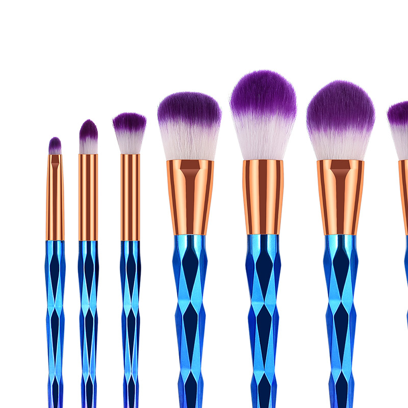 Fashion White+purple Flame Shape Design Cosmetic Brush(10pcs),Beauty tools