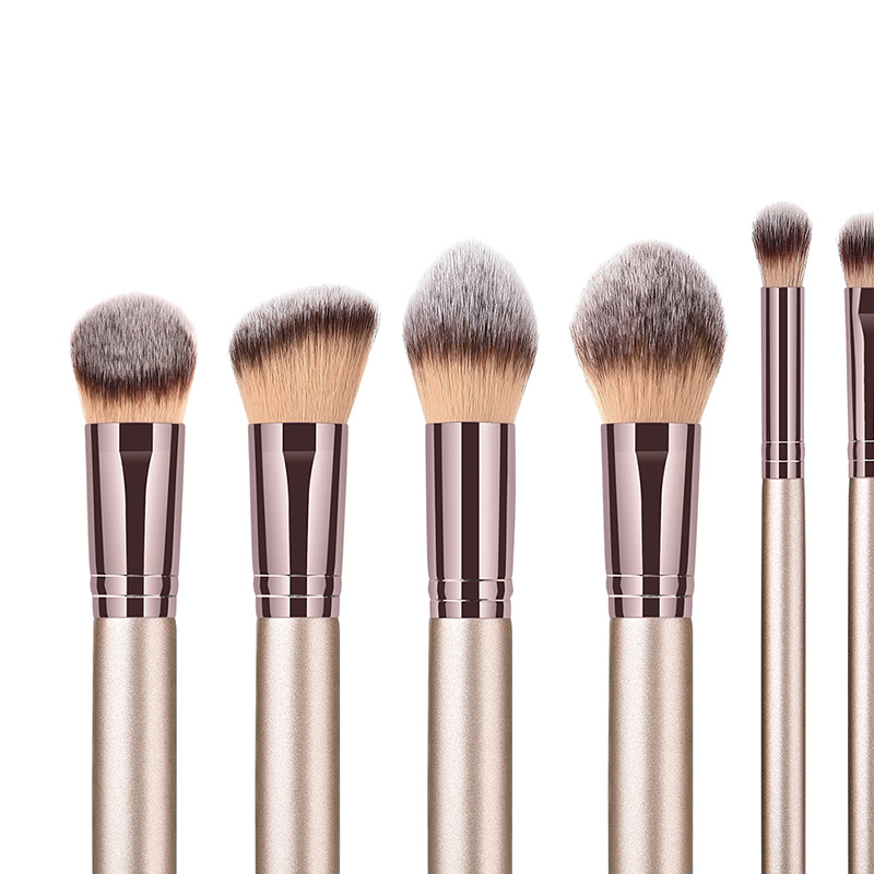 Fashion Gray+brown Flame Shape Design Cosmetic Brush(10pcs),Beauty tools