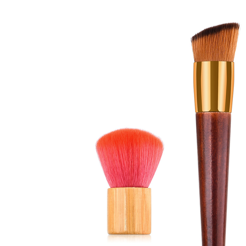 Fashion Watermelon Red+brown Oblique Shape Design Cosmetic Brush(2pcs),Beauty tools