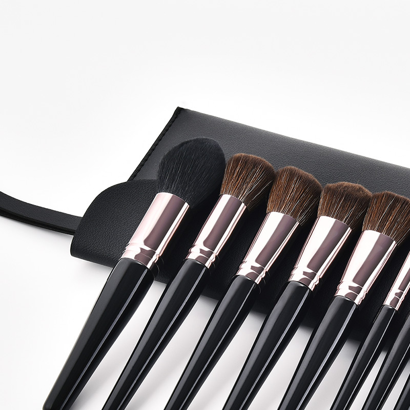 Fashion Black+brown Flame Shape Design Cosmetic Brush(8pcs With Bag),Beauty tools