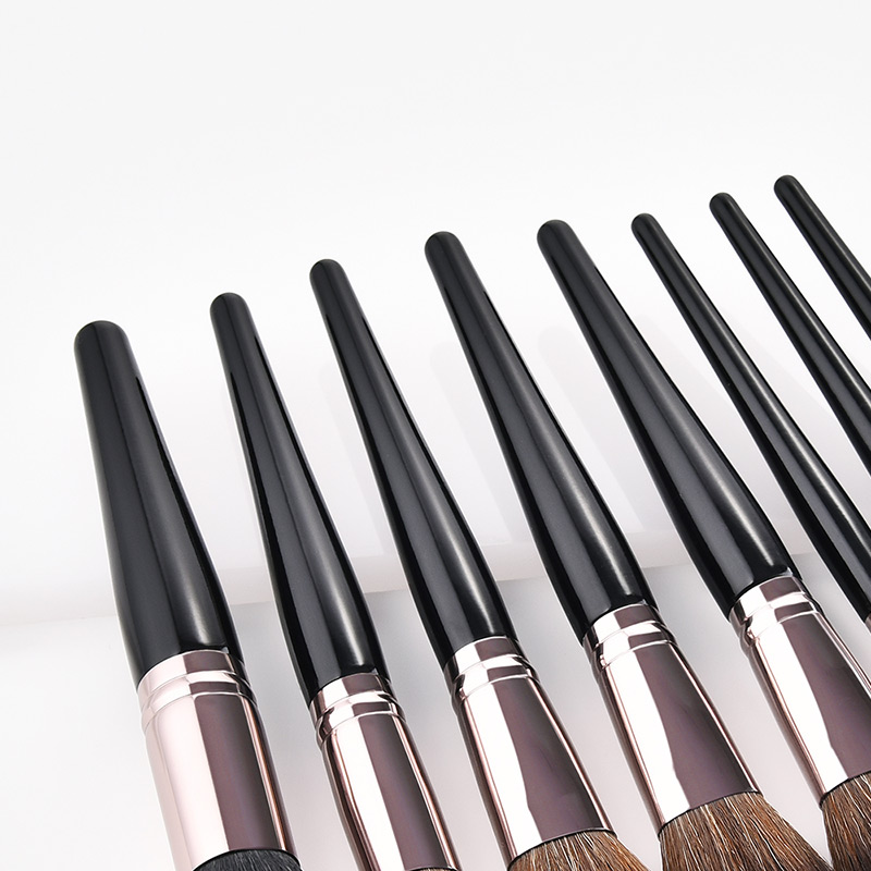 Fashion Black+brown Flame Shape Design Cosmetic Brush(8pcs With Bag),Beauty tools