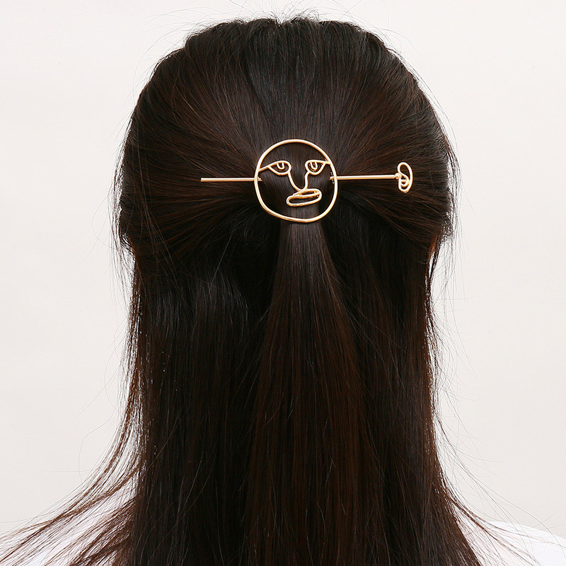 Elegant Silver Color Face Shape Design Pure Color Hairpin,Hairpins
