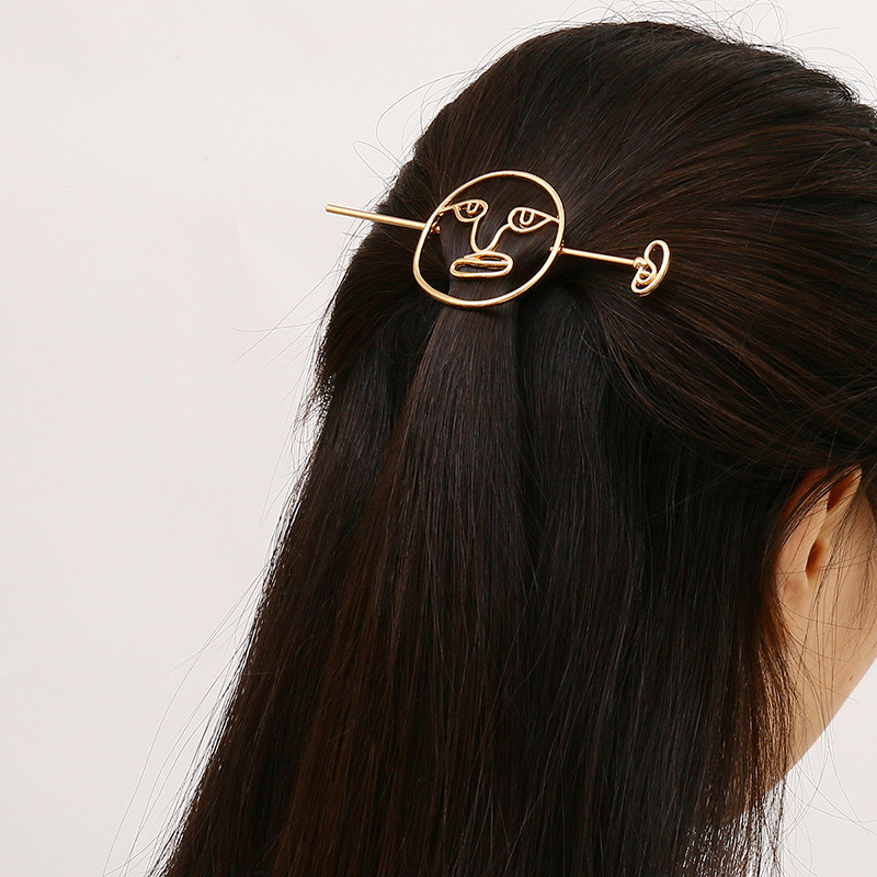 Elegant Silver Color Face Shape Design Pure Color Hairpin,Hairpins