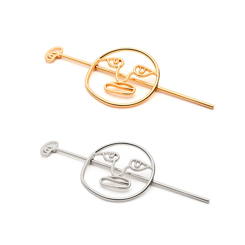 Elegant Gold Color Face Shape Design Pure Color Hairpin,Hairpins