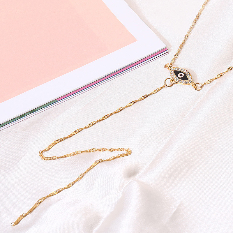 Elegant Gold Color Eye Shape Decorated Long Tassel Necklace,Multi Strand Necklaces