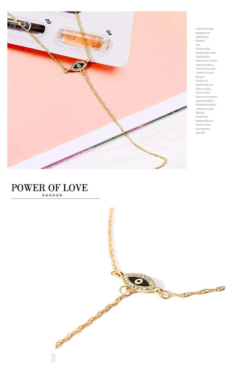 Elegant Gold Color Eye Shape Decorated Long Tassel Necklace,Multi Strand Necklaces