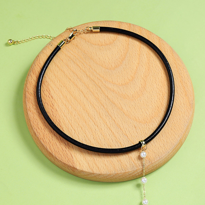 Elegant Black Pearls Decorated Simple Choker,Multi Strand Necklaces