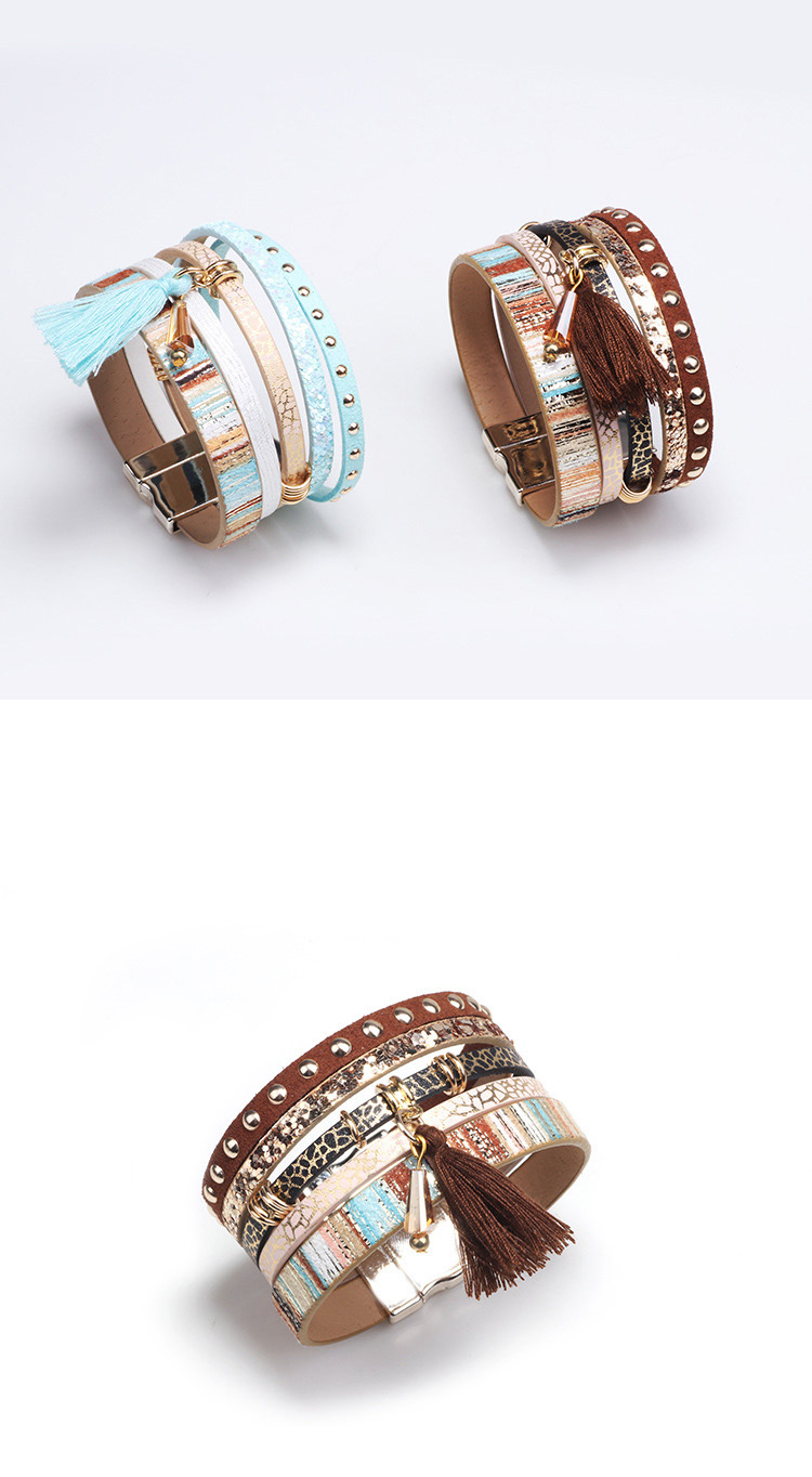 Vintage Brown Tassel Decorated Wide Magnetic Bracelet,Fashion Bracelets