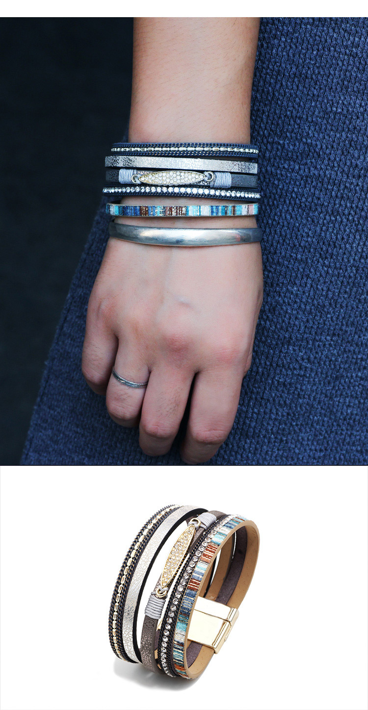 Vintage Sapphire Blue Multi-layer Design Magnetic Bracelet,Fashion Bracelets
