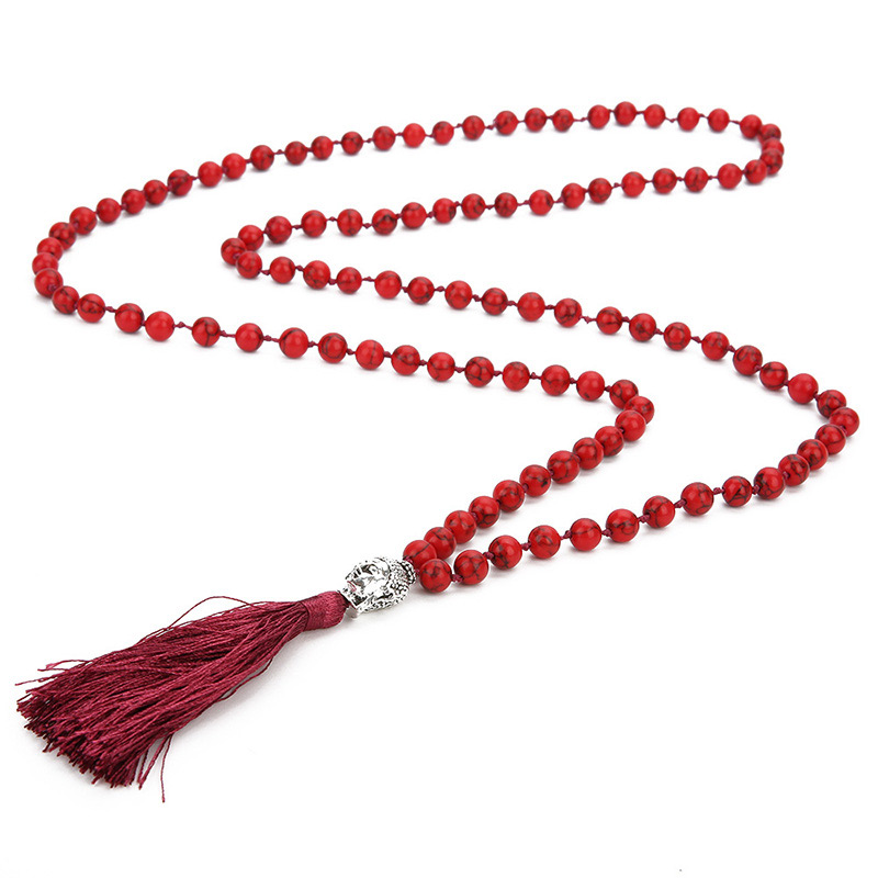 Fashion Red Buddha Decorated Pure Color Necklace,Beaded Necklaces