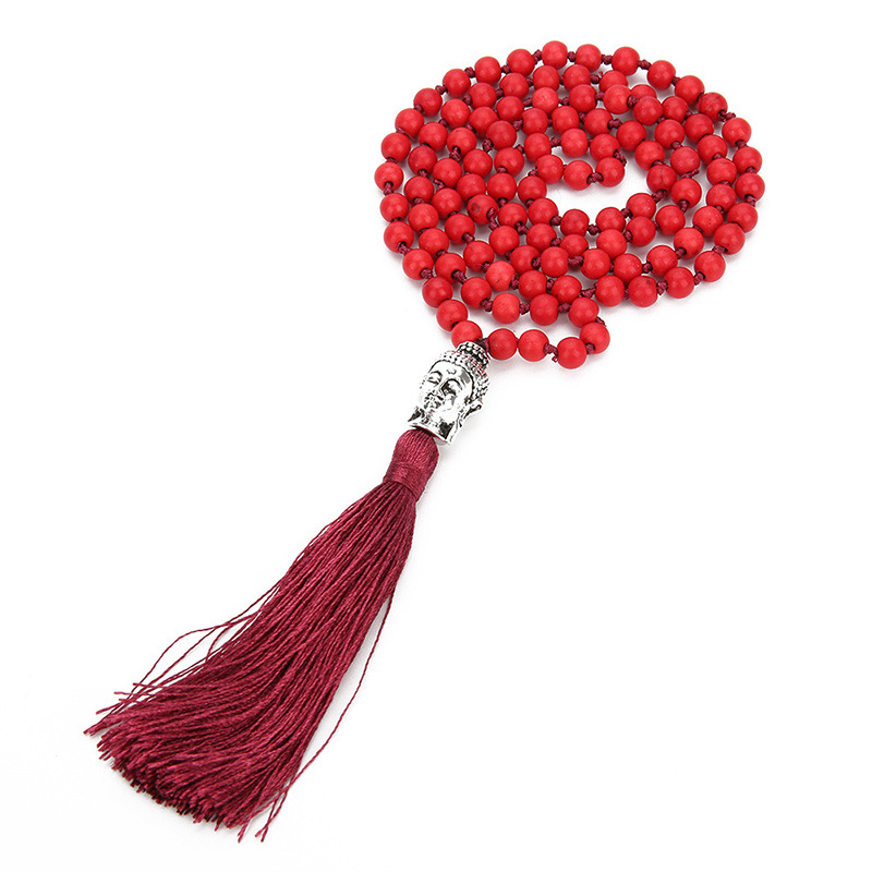 Fashion Red Buddha Decorated Pure Color Necklace,Beaded Necklaces