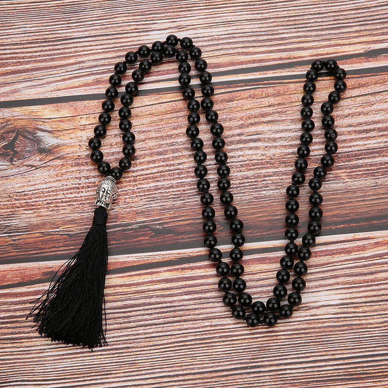 Fashion Black Pure Color Design Tassel Necklace,Beaded Necklaces