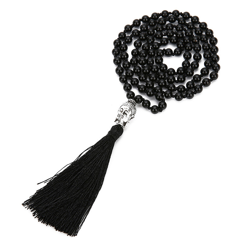 Fashion Black Pure Color Design Tassel Necklace,Beaded Necklaces