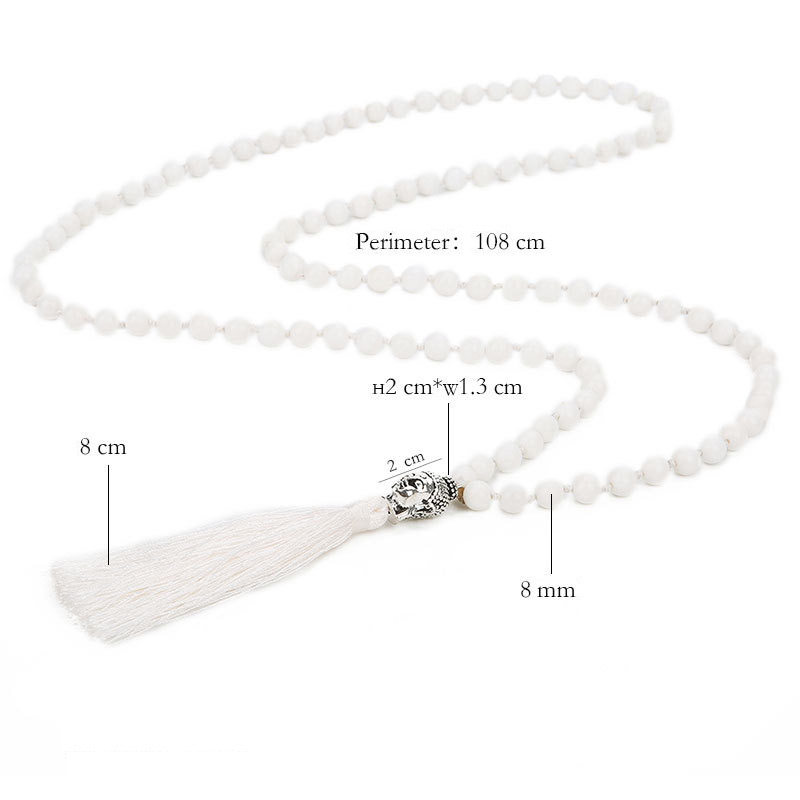 Fashion White Buddha&tassel Decorated Pure Color Necklace,Beaded Necklaces