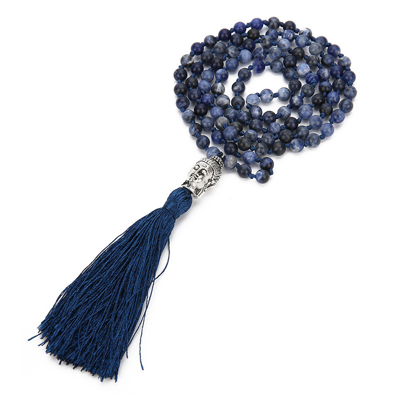 Fashion Navy Buddha Decorated Tassel Necklace,Beaded Necklaces