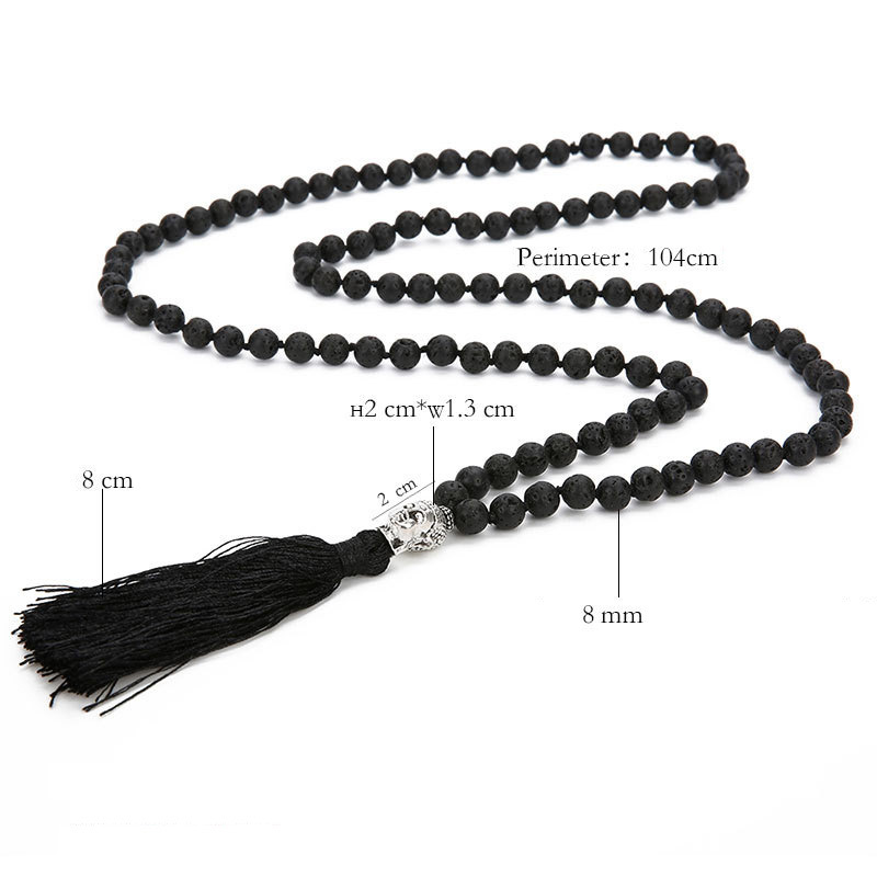 Fashion Black Beads Decorated Pure Color Tassel Necklace,Thin Scaves