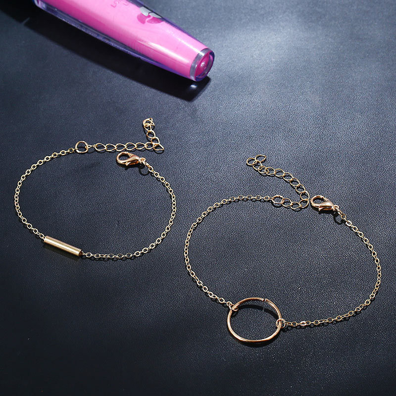 Fashion Gold Color Circular Ring Decorated Pure Color Bracelet(2pcs),Fashion Bracelets