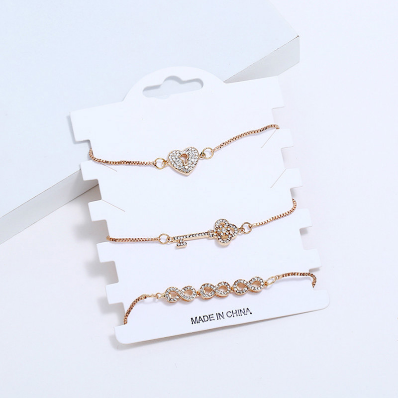 Fashion Gold Color Key&heart Shape Decorated Bracelet(3pcs),Fashion Bracelets