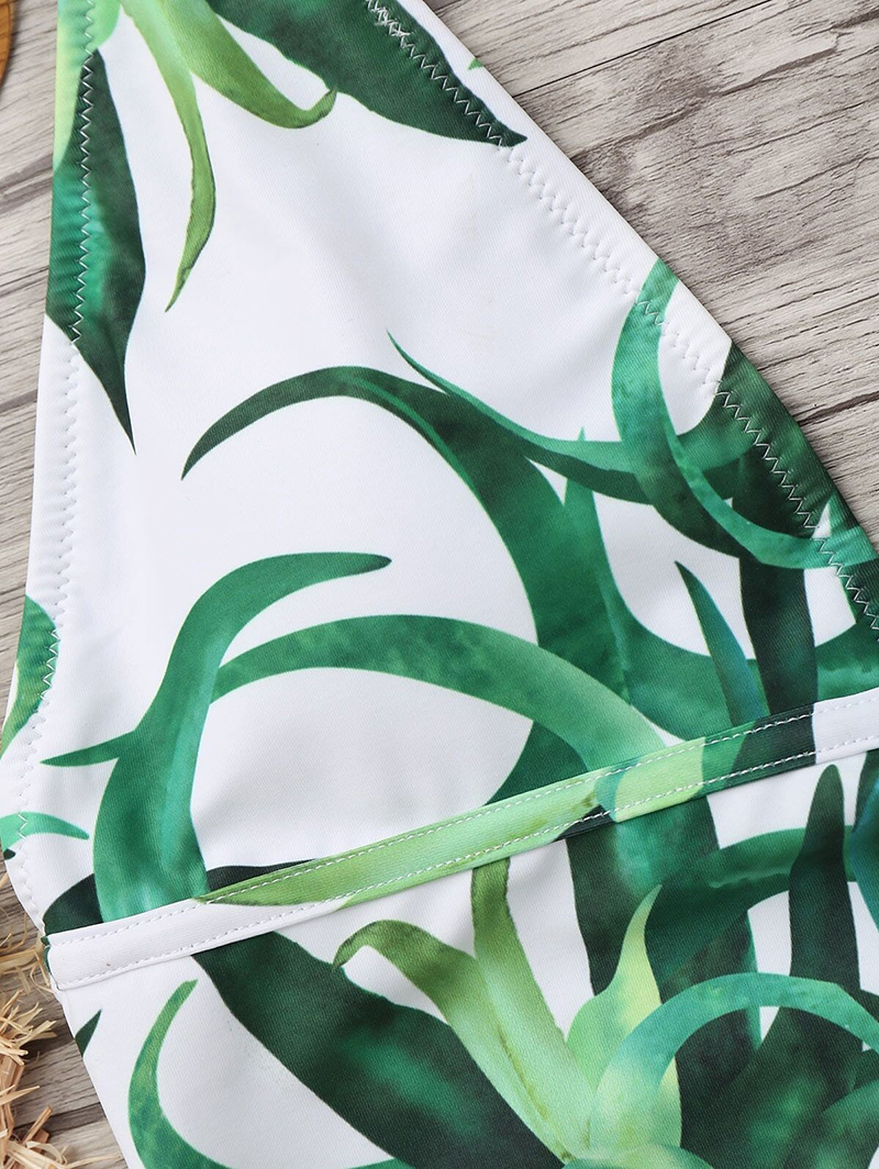 Sexy White+green Off-the-shoulder Design One-piece Bikini,One Pieces