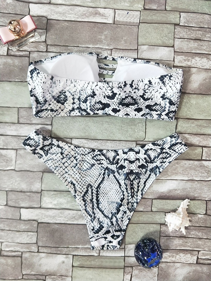 Sexy White+black Serpentine Pattern Decorated Bikini,Bikini Sets