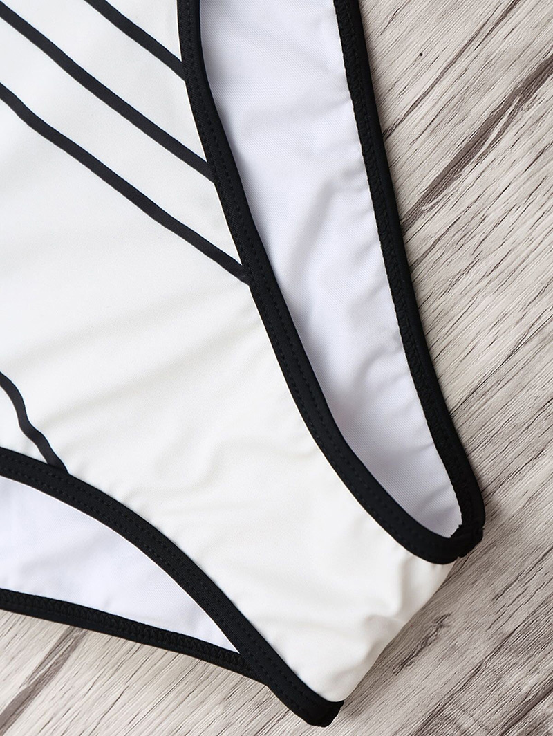 Sexy White+black V Neckline Design One-piece Bikini,One Pieces