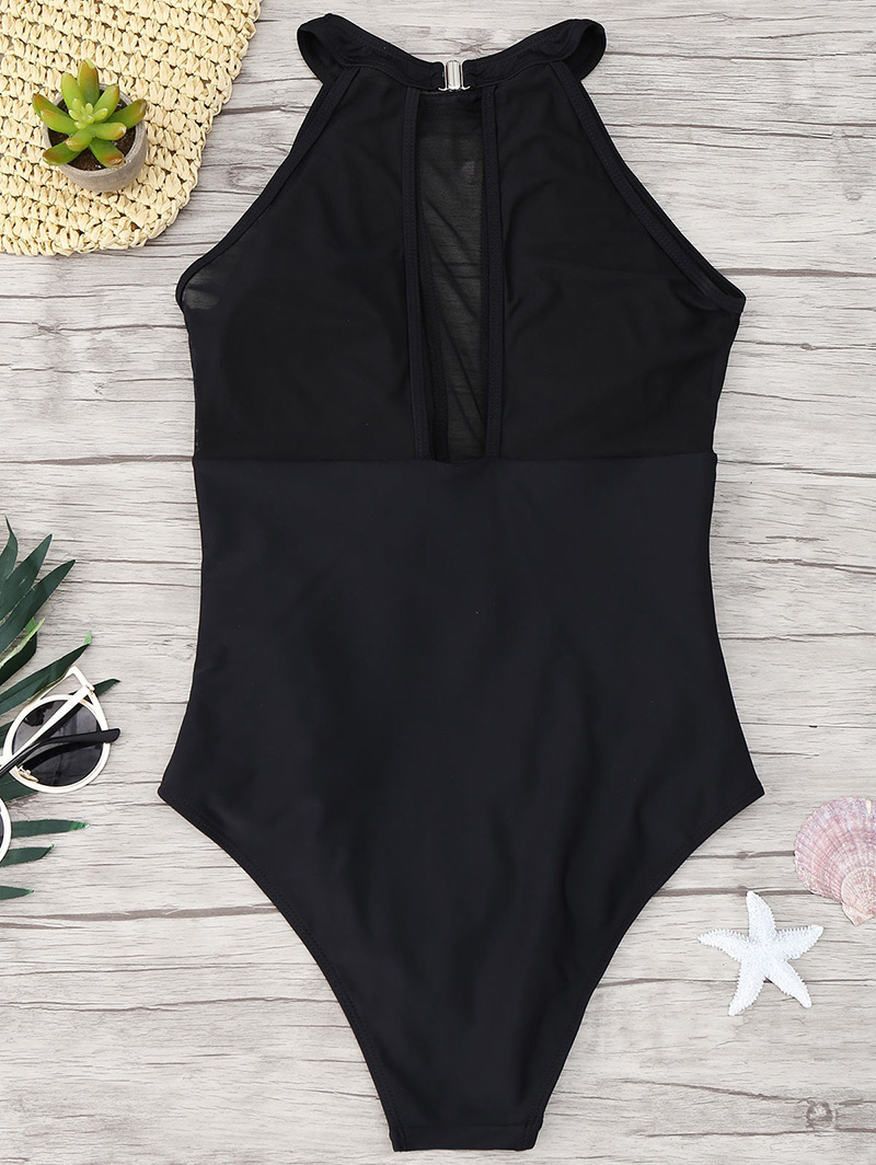 Sexy Black Pure Color Design Off-the-shoulder Bikini,One Pieces