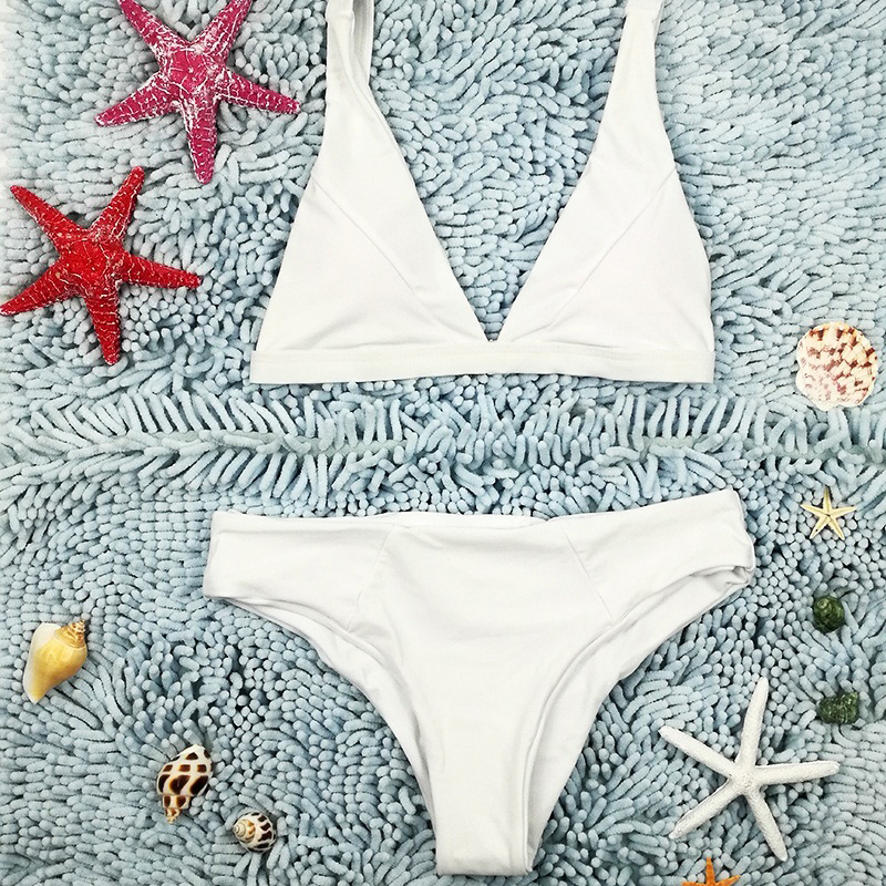 Sexy White Pure Color Design Split Bikini,Bikini Sets