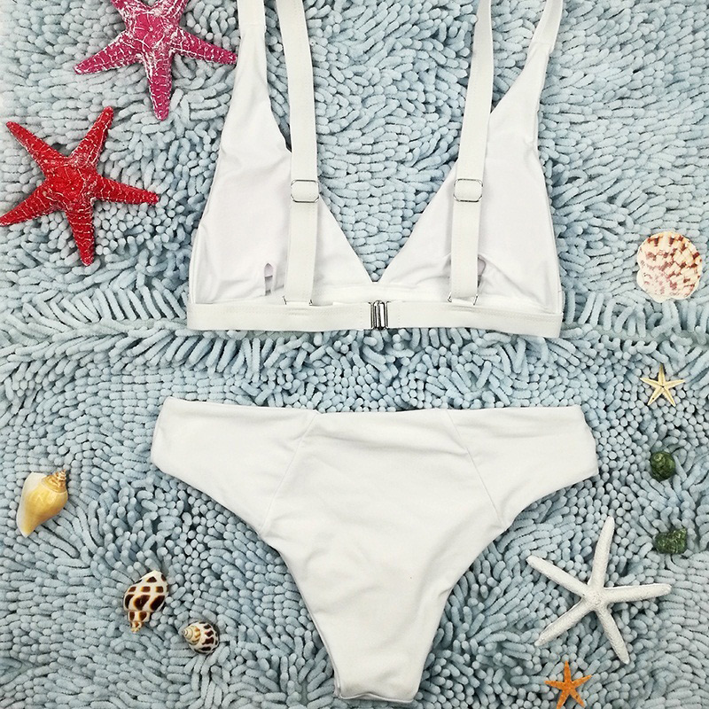 Sexy White Pure Color Design Split Bikini,Bikini Sets