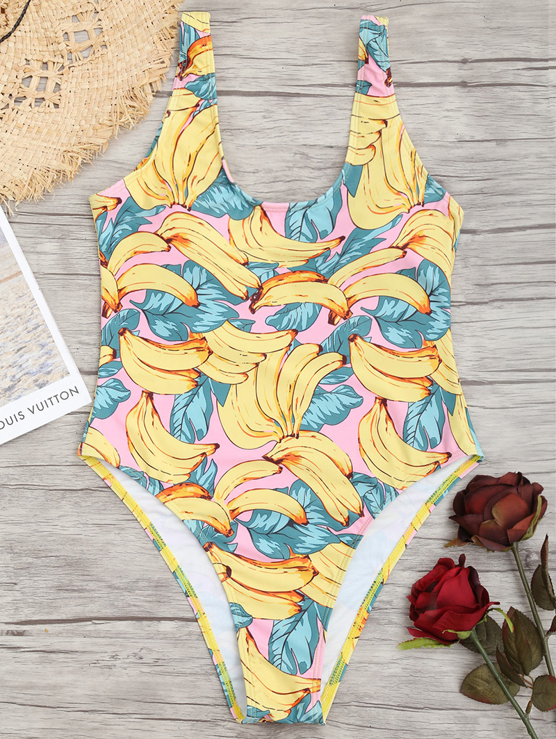 Sexy Multi-color Banana Pattern Decorated One-piece Swimwear,One Pieces