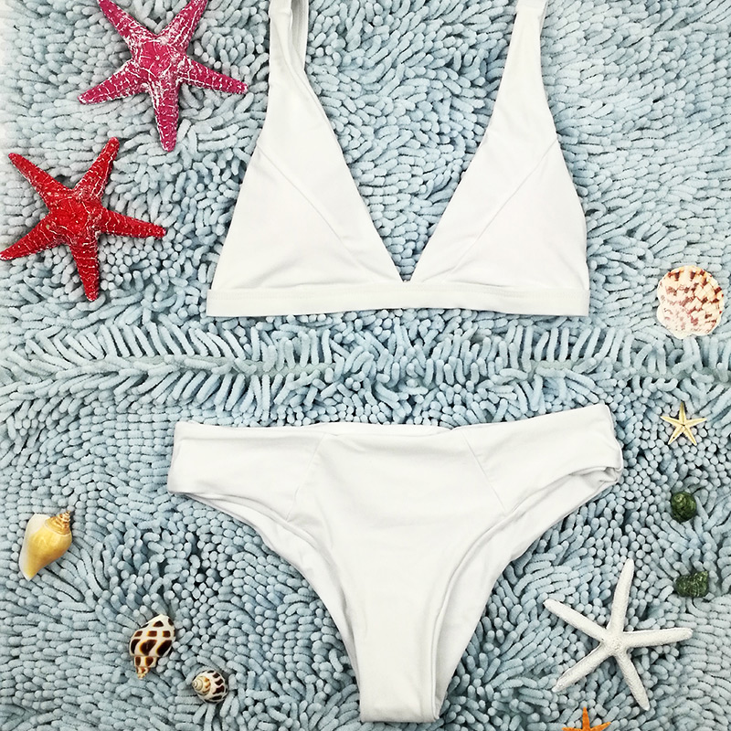 Sexy White Pure Color Design Simple Bikini,Bikini Sets