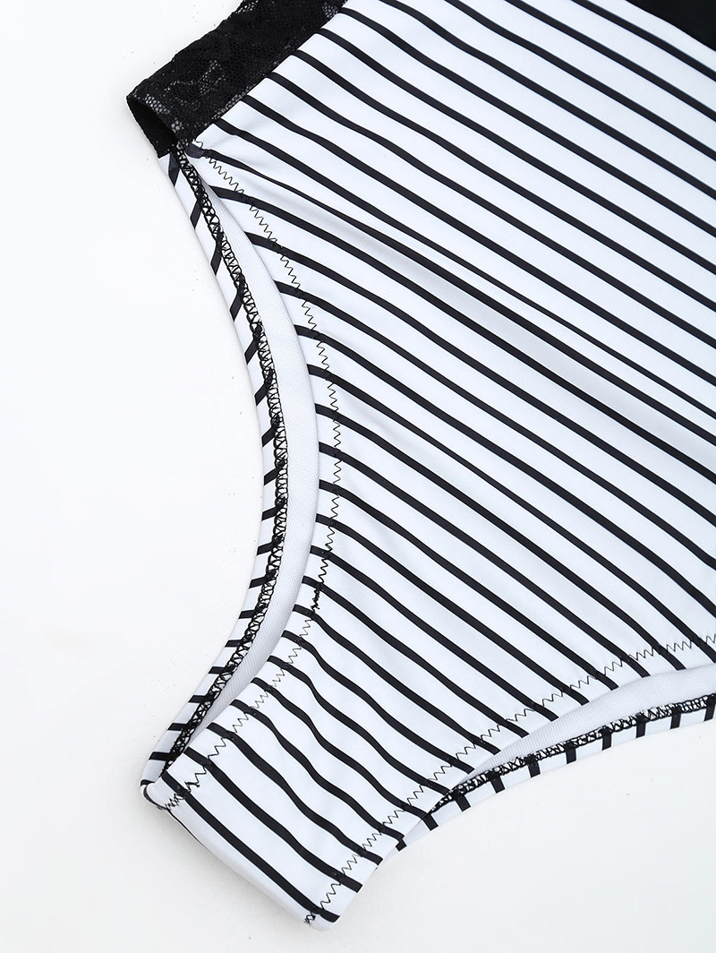 Sexy Black Stripe Pattern Decorated One-piece Swimwear,One Pieces