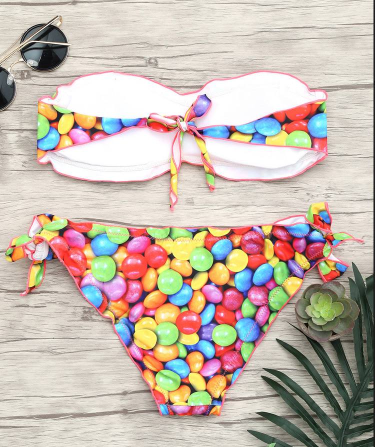 Sexy Multi-color Candy Pattern Decorated Split Bikini,Bikini Sets