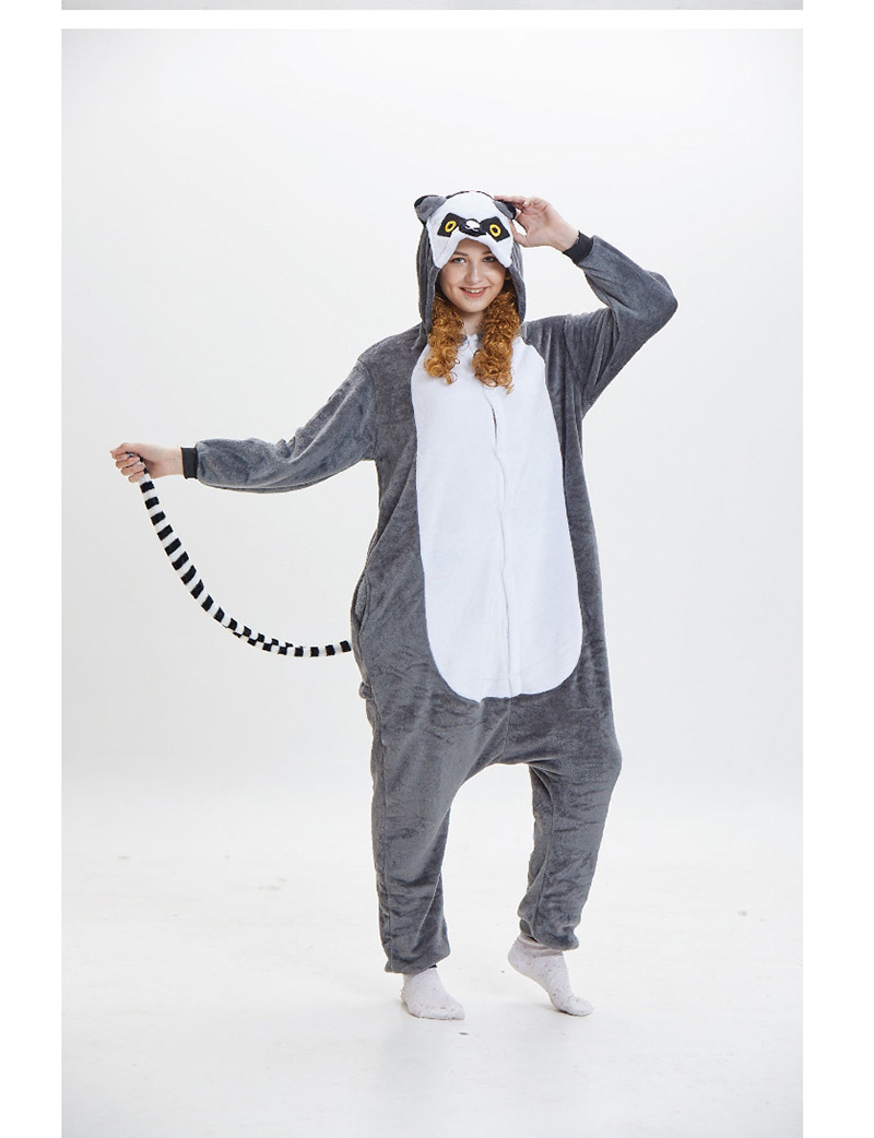 Lovely Gray+white Cartoon Monkey Shape Design Pajamas,Cartoon Pajama
