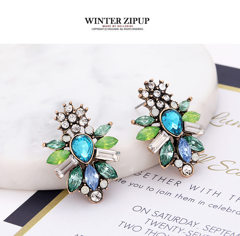 Fashion Multi-color Geometric Shape Diamond Decorated Earrings,Stud Earrings