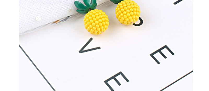 Sweet Yellow Beads Decorated Pineapple Shape Earrings,Stud Earrings