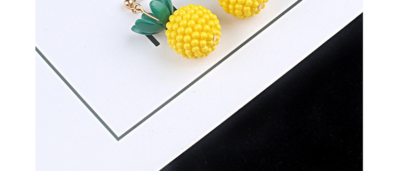 Sweet Yellow Beads Decorated Pineapple Shape Earrings,Stud Earrings
