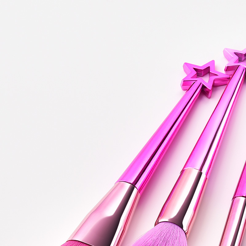 Trendy Pink+purple Stars Shape Decorated Cosmetic Brush(5pcs),Beauty tools